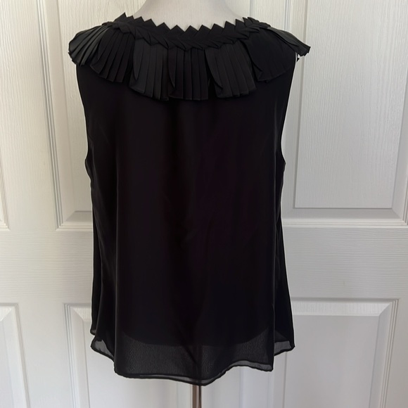NWT Ann Taylor Pleated Collar Silk Black Blouse Top Womens Sz 14 - Picture 5 of 16